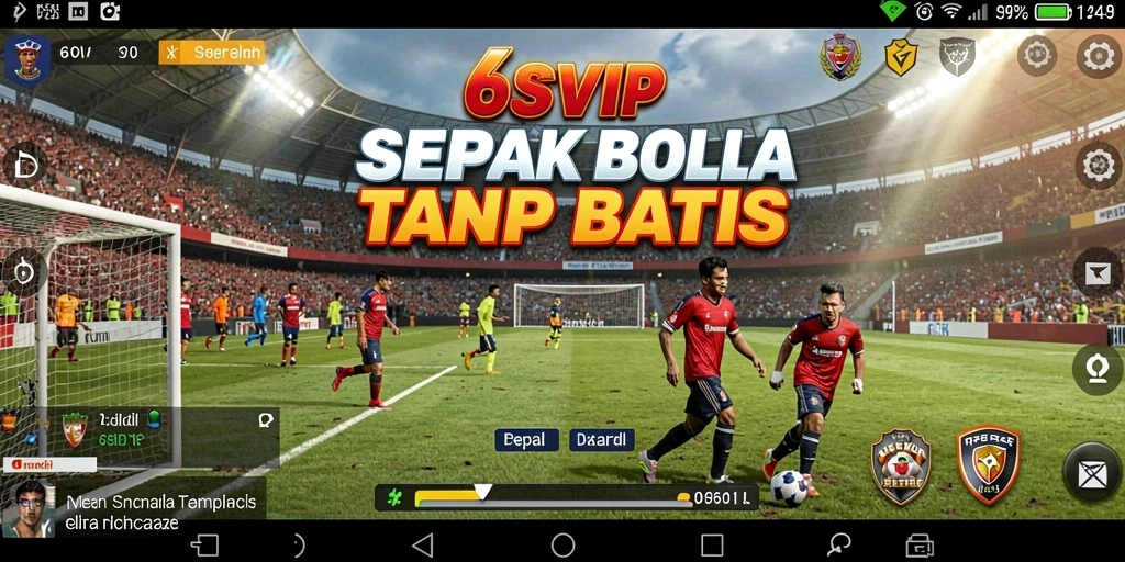 Screenshot permainan 6SVIP dengan aksi sepak bola seru.