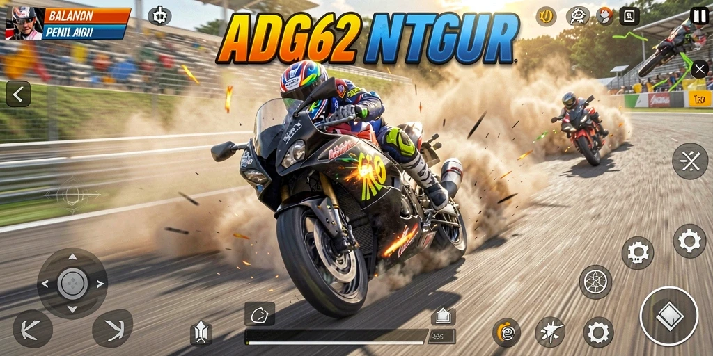 Screenshot gameplay <strong>ADG62</strong> menampilkan aksi balapan motor yang mendebarkan.