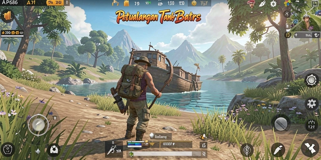 Screenshot menampilkan gameplay petualangan Open World yang mendebarkan.