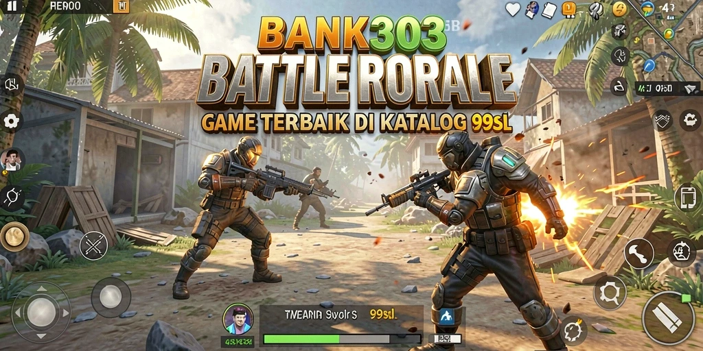 Tampilan gameplay seru di BANK303 dengan aksi Battle Royale intens.