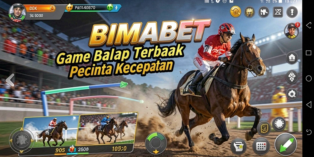 Screenshot gameplay BIMABET yang menunjukkan aksi balapan yang mendebarkan.