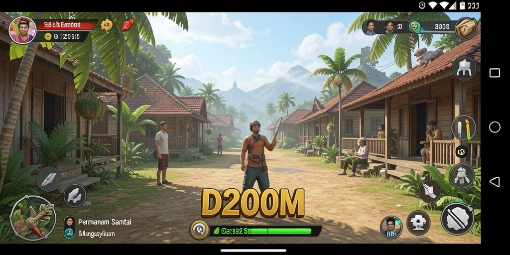 Tampilan gameplay D200M yang menarik dan penuh warna.