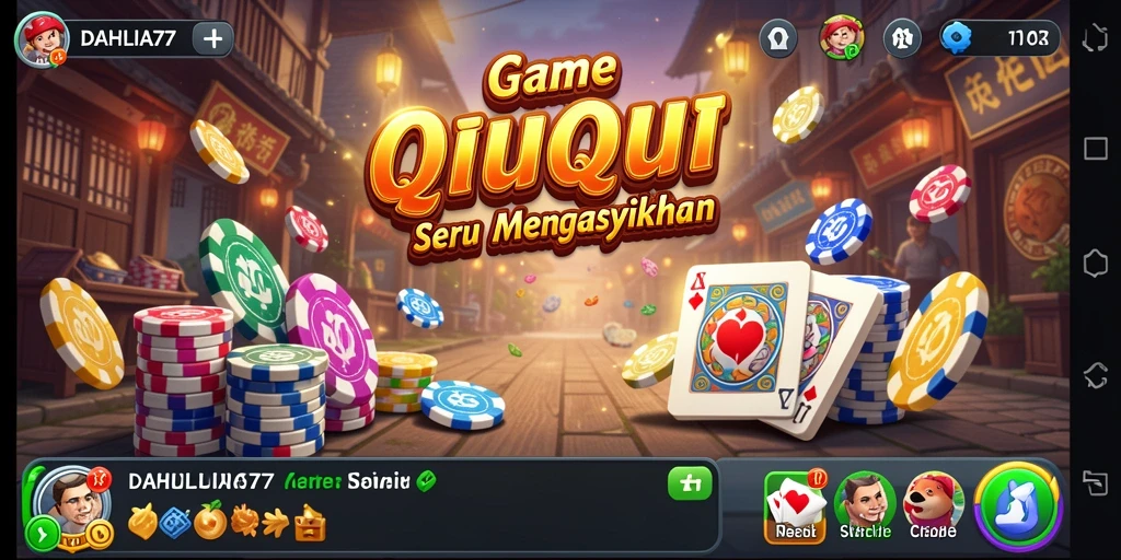 Screenshot gameplay QiuQiu DAHLIA77 yang menampilkan suasana seru.