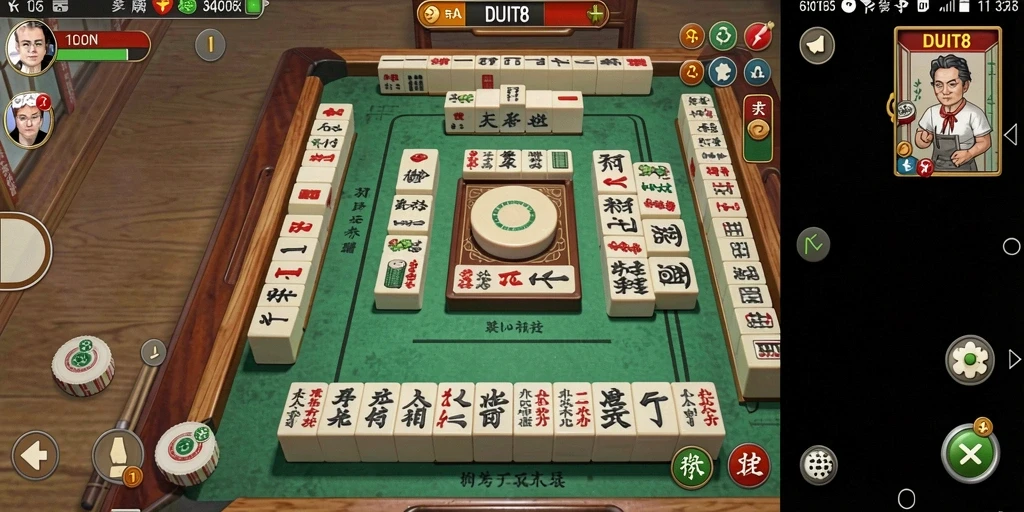 Screenshot gameplay DUIT8 menunjukkan tantangan Mahjong yang menarik.