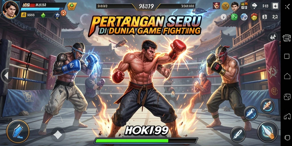 Tangkapan layar HOKI99 menampilkan pertarungan intens dengan karakter yang dinamis.
