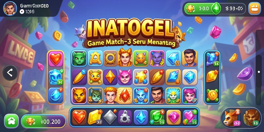 Tampilan gameplay INATOGEL yang menarik dan seru di level Match-3.