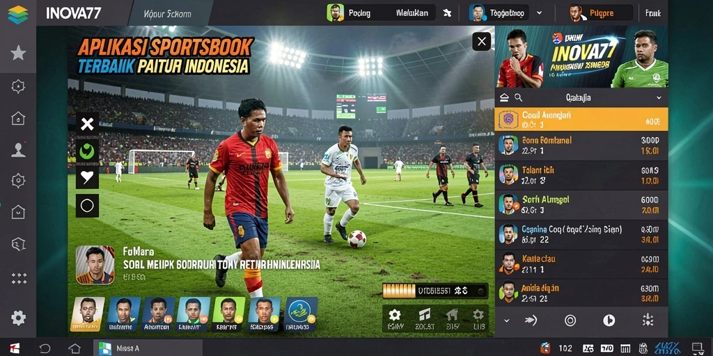 Tampilan antarmuka aplikasi INOVA77 saat bermain sportsbook.