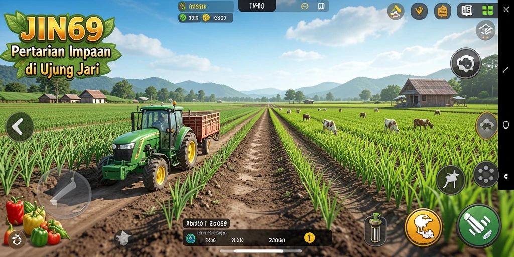 Gameplay seru di JIN69 dengan pertanian yang luas.