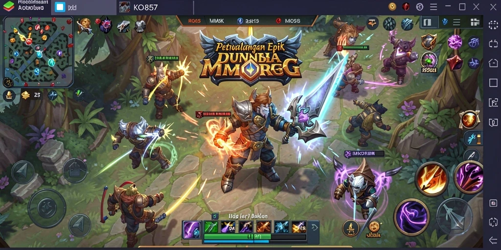 Gameplay seru dalam dunia MMORPG yang luas.