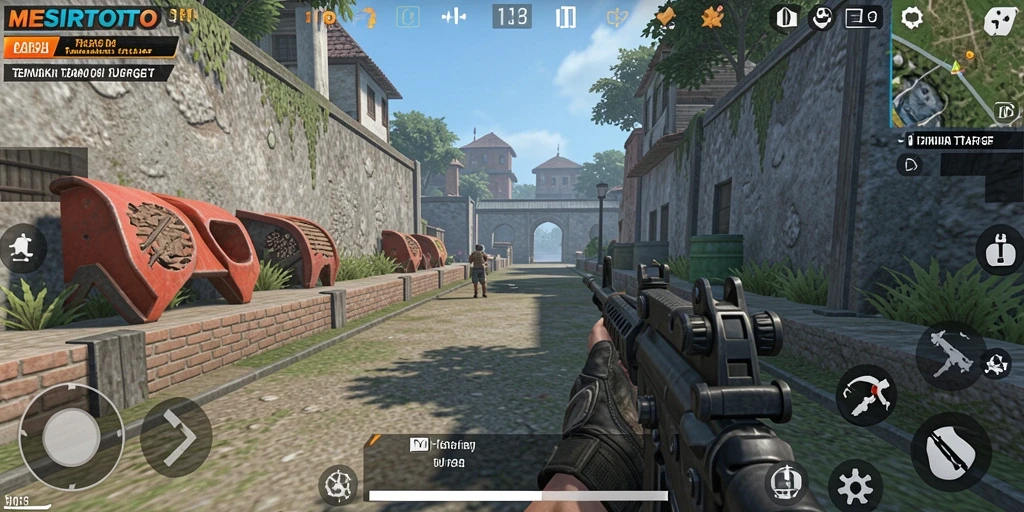 Tangkapan layar gameplay MESIRTOTO yang menampilkan aksi TPS yang intens.