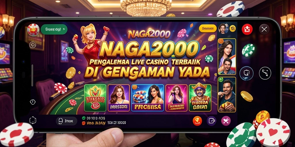 Screenshot utama NAGA2000 menampilkan dealer langsung di meja permainan Live Casino.