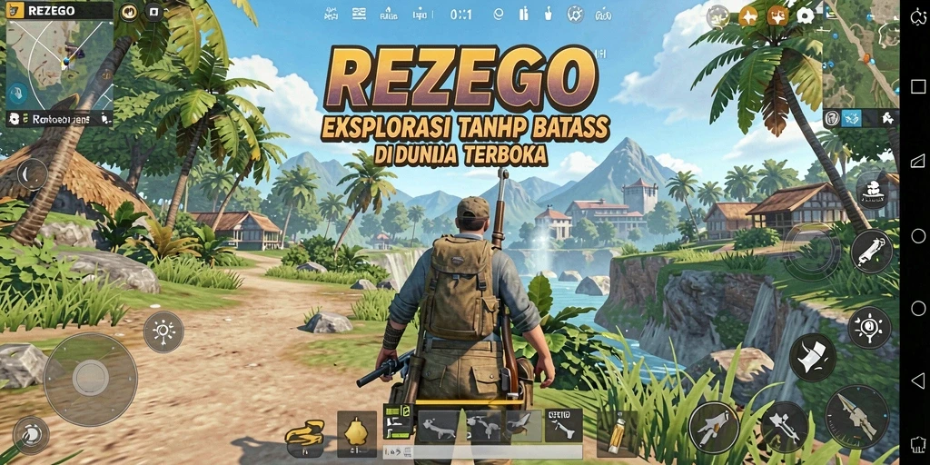 Tampilan gameplay REZEGO yang menakjubkan dalam dunia terbuka.