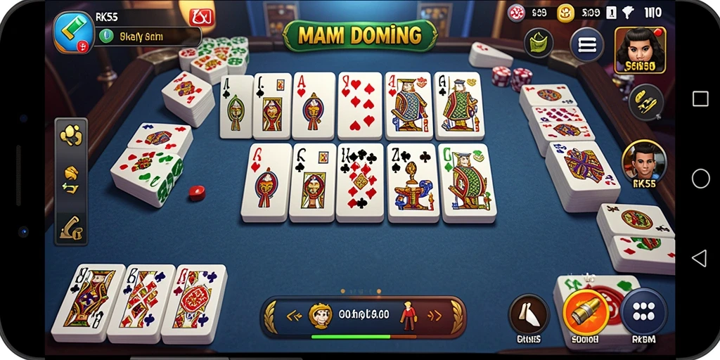 Screenshot RK55 menampilkan gameplay Domino yang menarik.