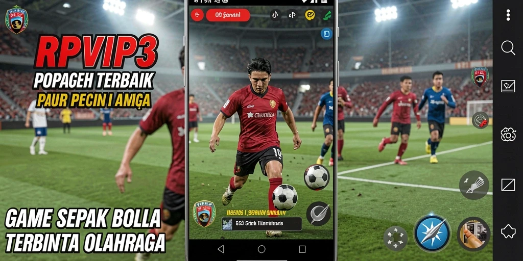 Gameplay seru dalam RPVIP3 dengan aksi sepak bola nyata.