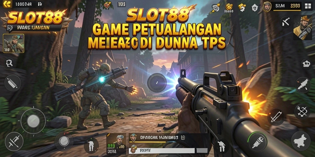 Screenshot game menunjukkan aksi intens dalam TPS SLOT88.