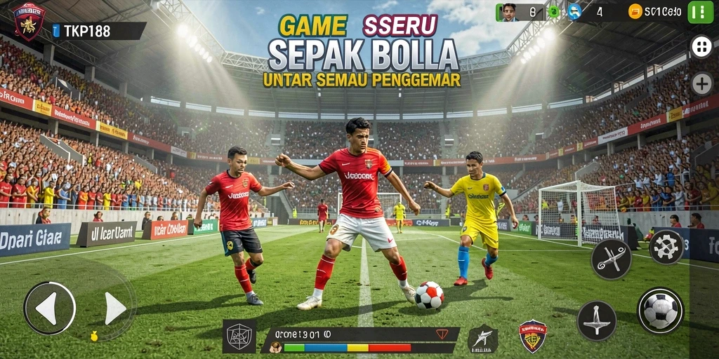 Screenshot TKP188 menampilkan momen seru pertandingan sepak bola.