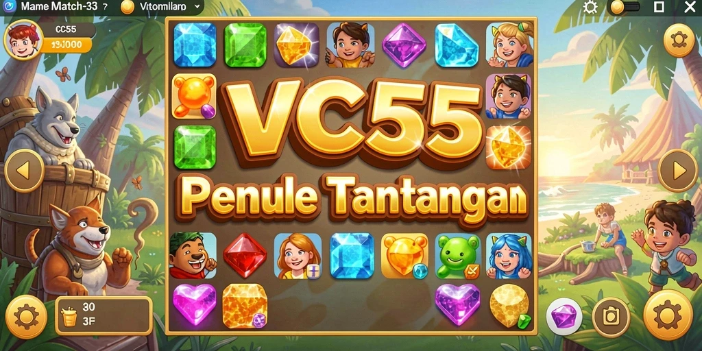Screenshot gameplay VC55 yang penuh warna dan menantang.
